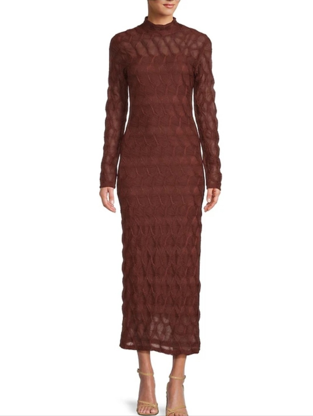 Antonio Melani Katelyn Long Sleeve Turtleneck Puckered Jacquard Maxi Dress